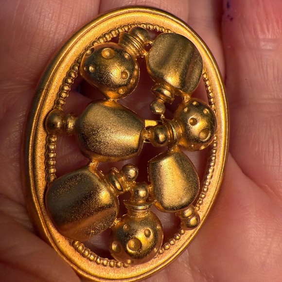 Vintage Christian Dior Gold-Tone Perfume Bottle Brooch – Statement Pin - Picture 2 of 4